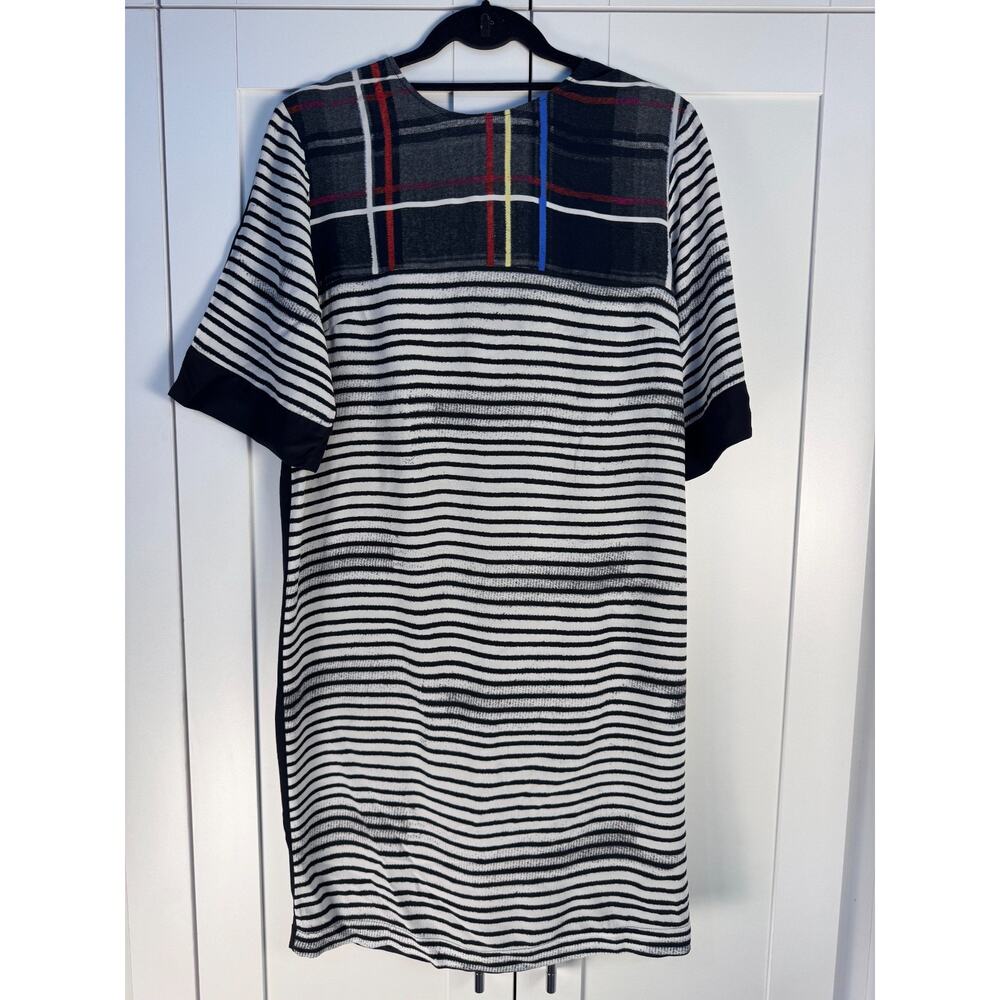 Preen Line Martina Mixed Print Dress Striped Plaid Designer Shift Mini Size M